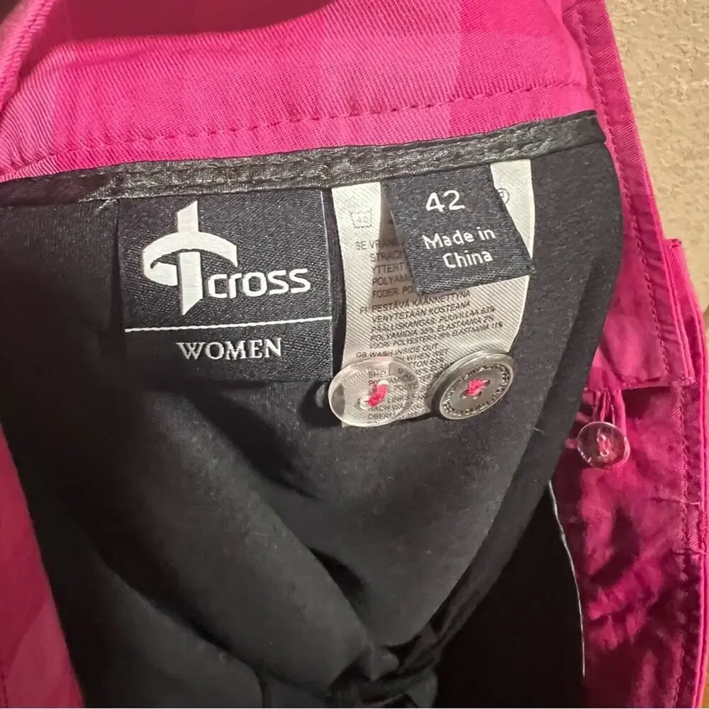 Cross Sportswear pink plaid golf skirt with shorts / skort 42